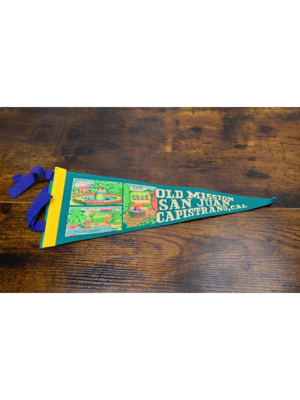 Old Mission San Juan Capistrano Souvenir Felt Pennant Vintage 12 inches